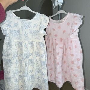 Girls Rabbit + and Bear Organic Cotton Dress Set 6 Strawberries chinoiserie